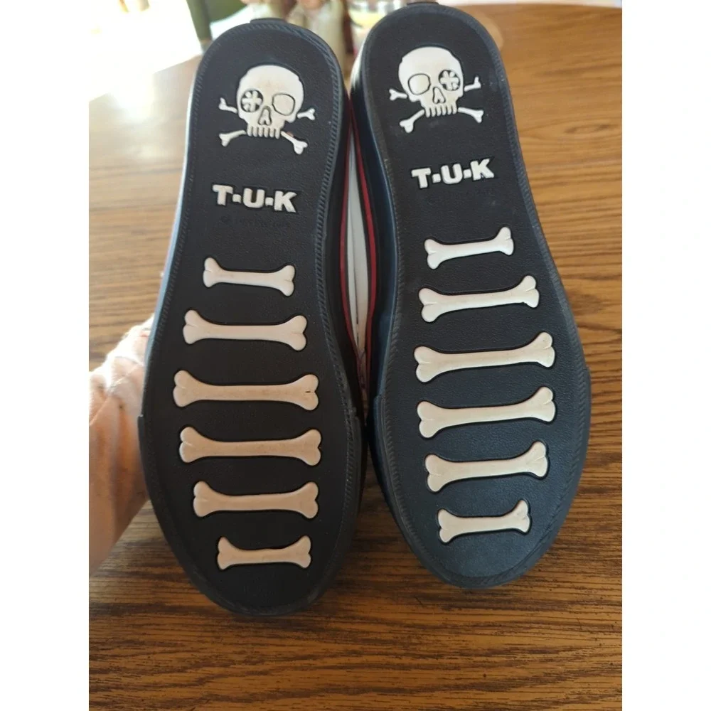 Unisex TUK Creeper Sneaker Men's 7 Women's 9 White‎ Black & Red Trim
